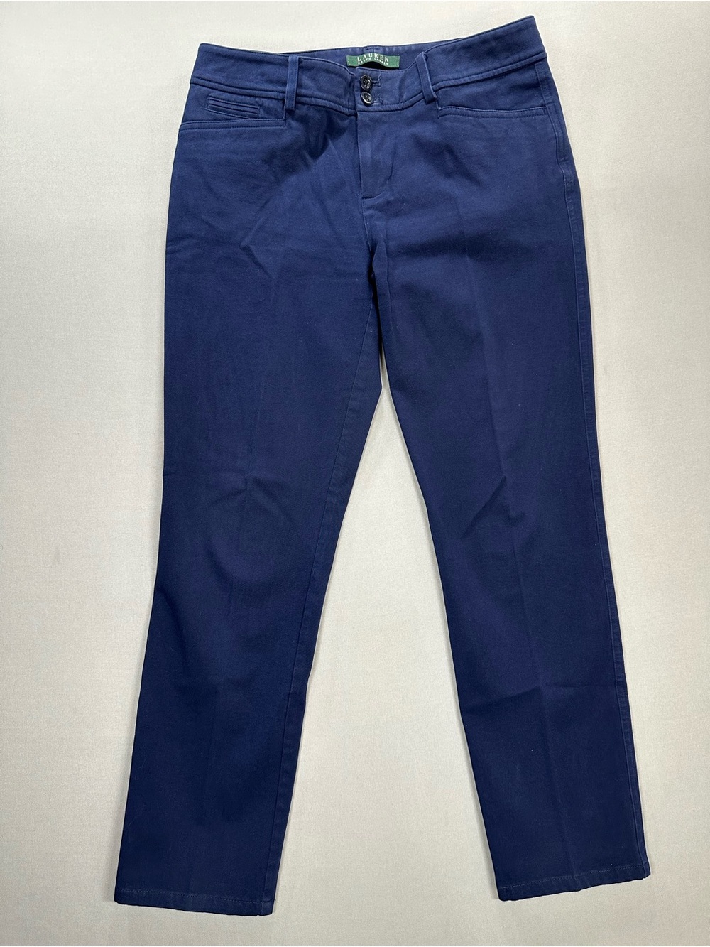 Lauren Ralph Lauren Slim Straight Chino Pant, Ankle, Navy - Womens 2